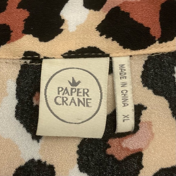 Paper Crane cheetah print button down T-shirt blouse size XL - Picture 7 of 11
